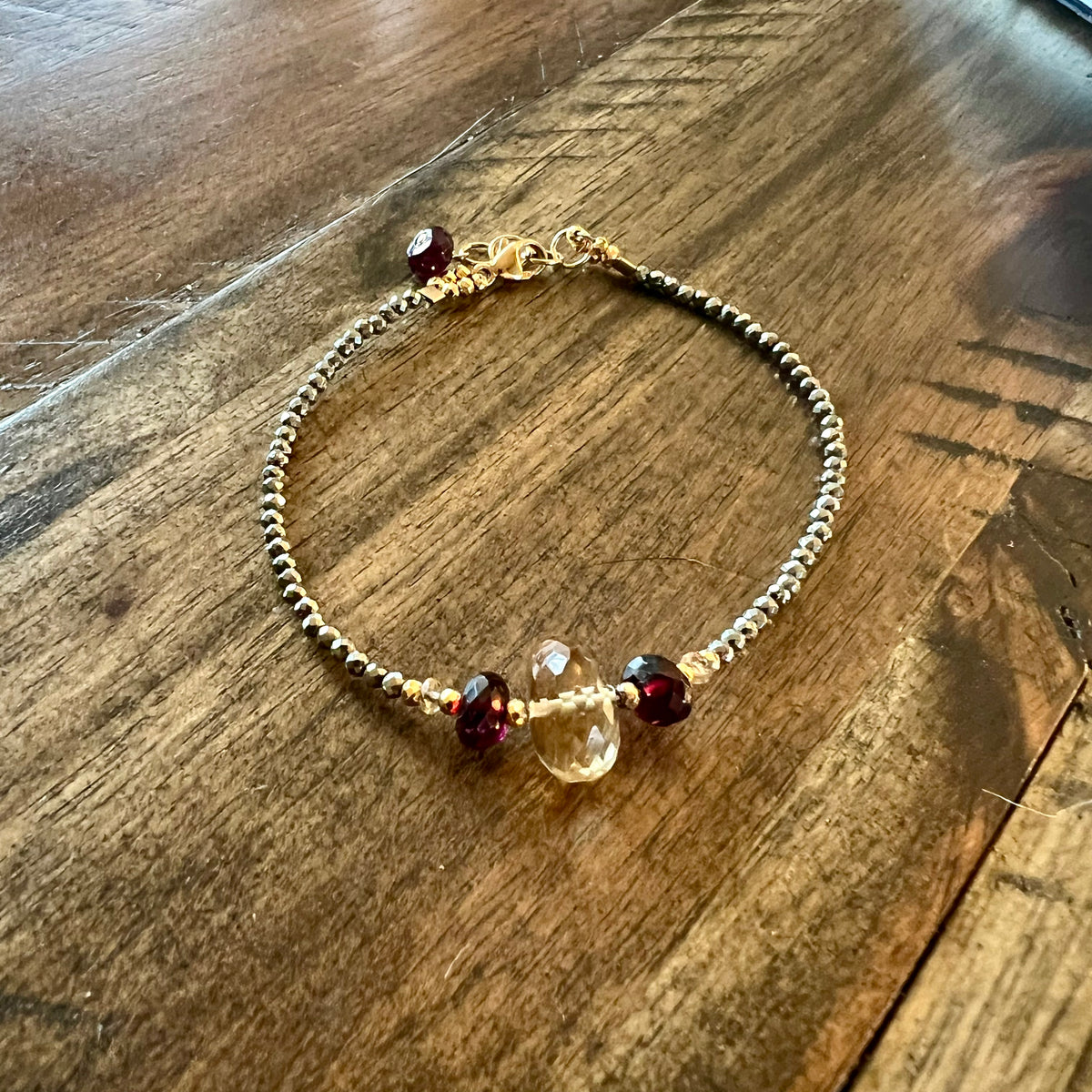 Dainty gold Pyrite Bracelet