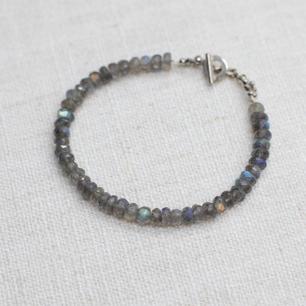 Apatite Moonstone Bracelet, 2024 Sterling Silver, Toggle Clasp, 7.5