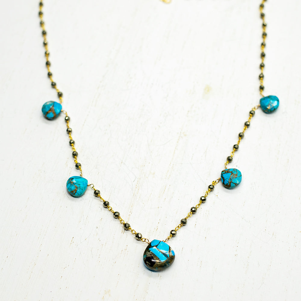 5 Stone Turquoise Waterfall Necklace