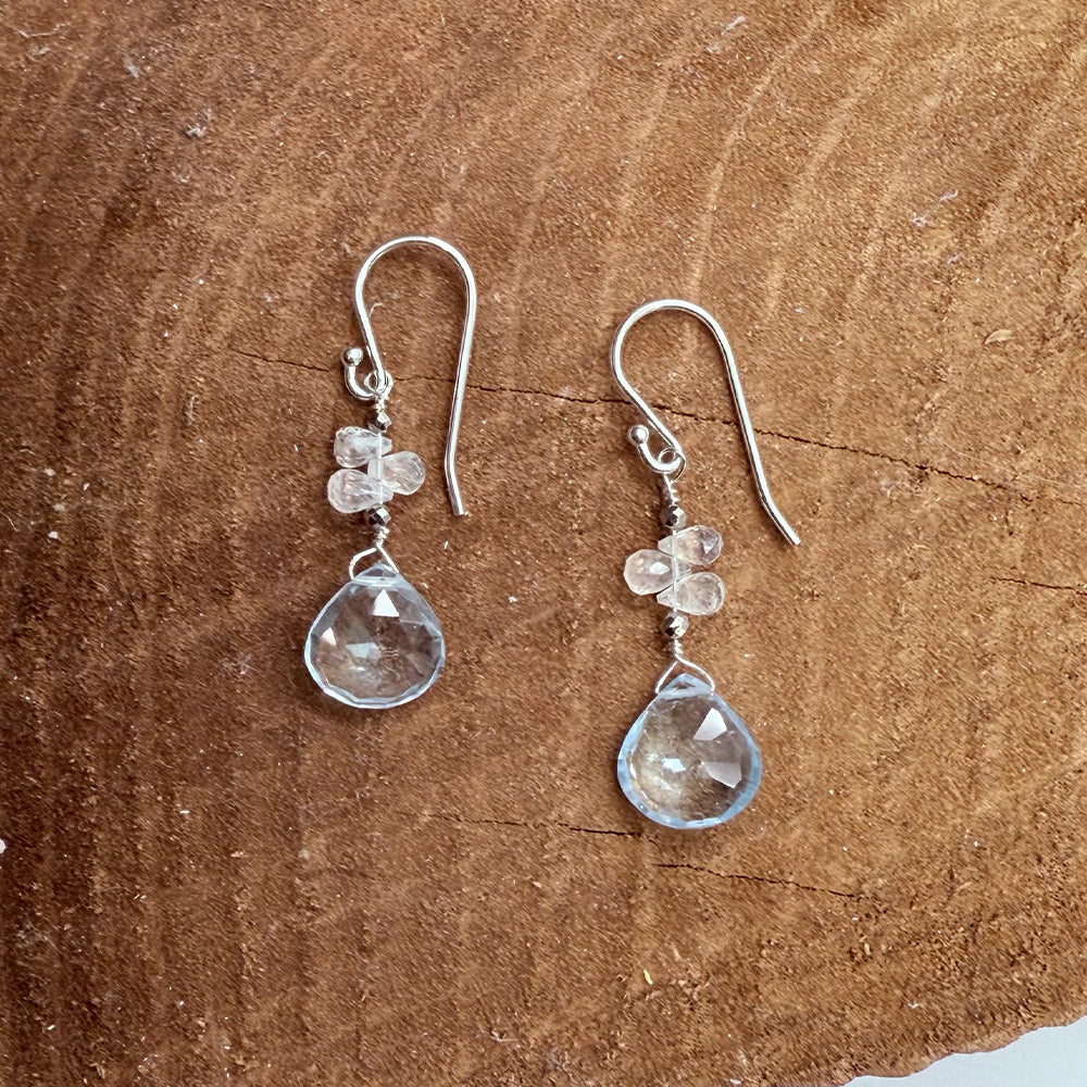 Aquamarine & Moonstone Raindrop Earrings