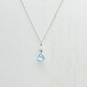 Aquamarine & Moonstone Raindrop Necklace