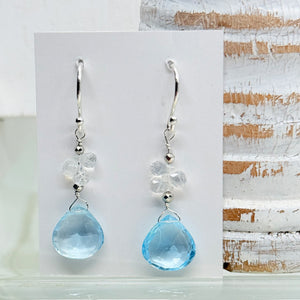 Aquamarine & Moonstone Raindrop Earrings