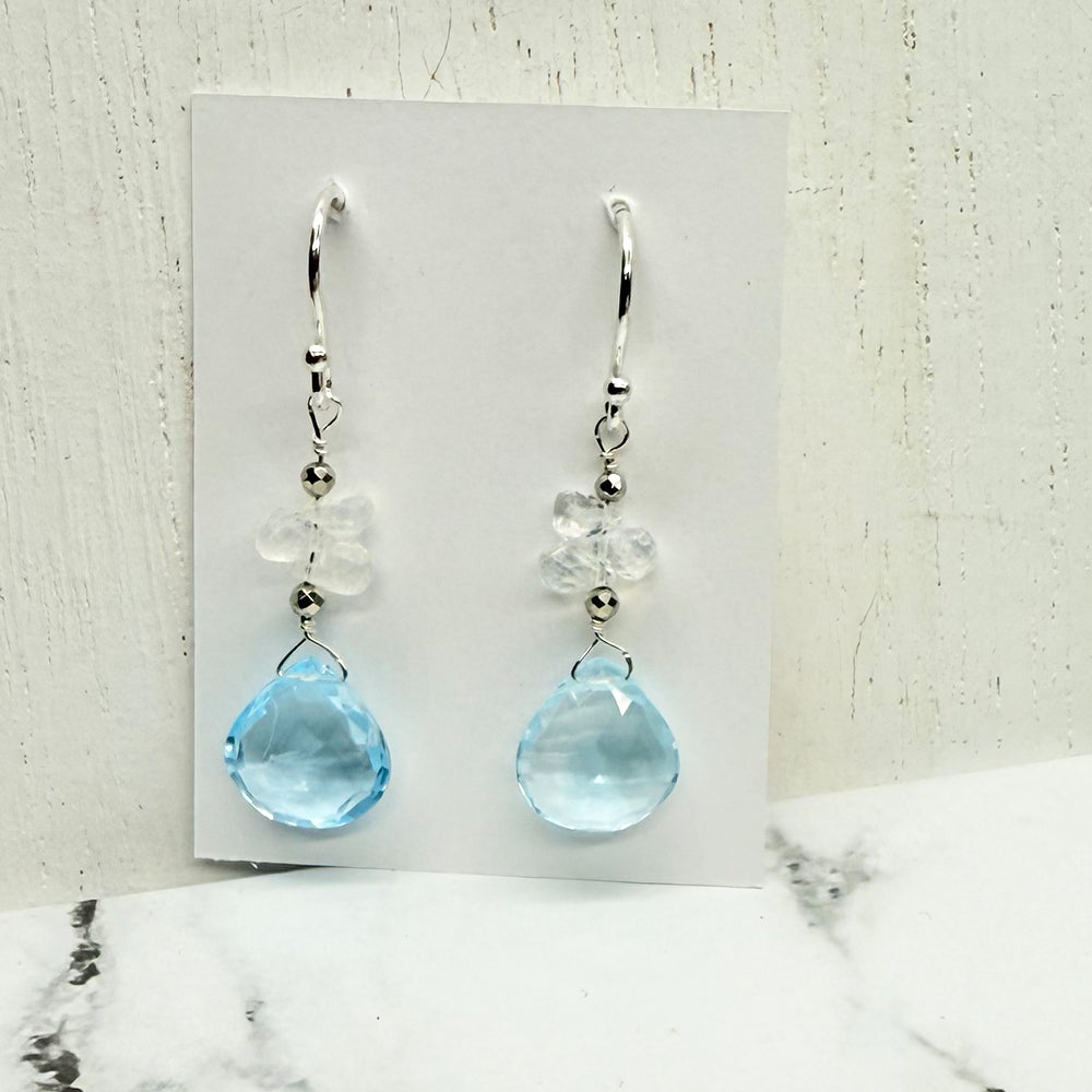 Aquamarine & Moonstone Raindrop Earrings