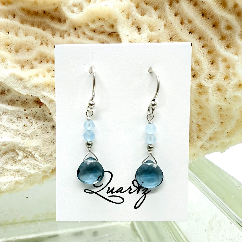 2 Blue Quartz Raindrop Earrings