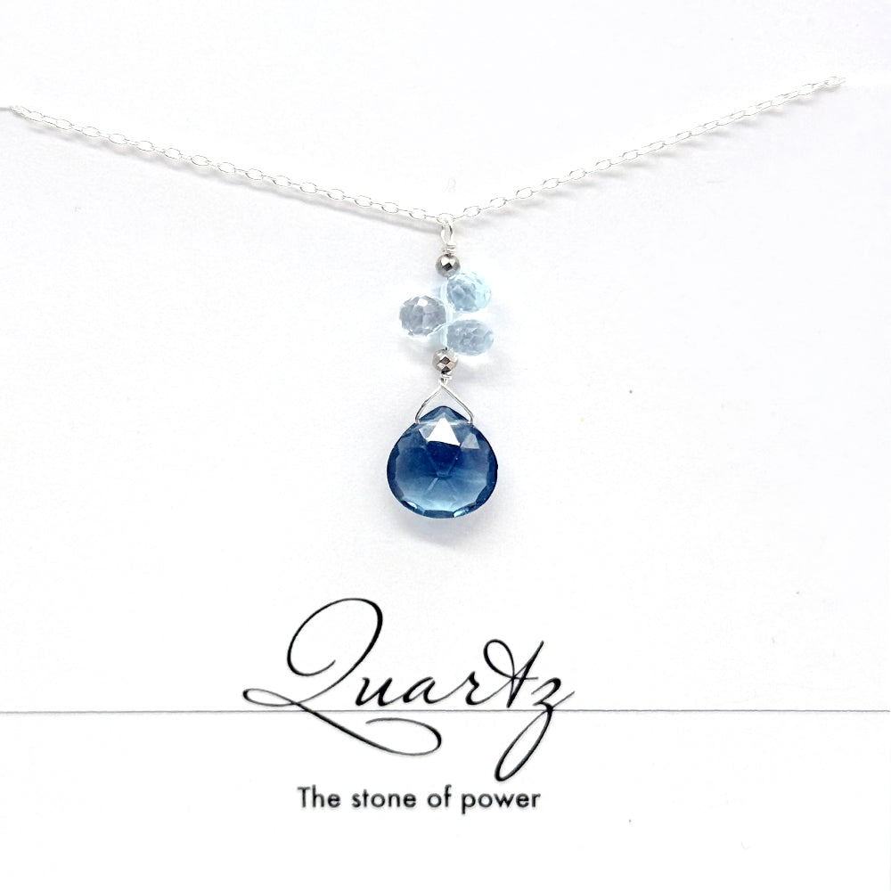 Blue Quartz & Aquamarine Raindrop Necklace