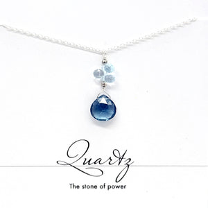 Blue Quartz & Aquamarine Raindrop Necklace