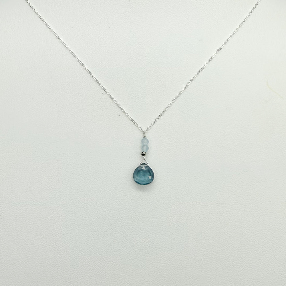 2 Blues Quartz Raindrop Necklace