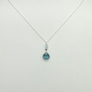 2 Blues Quartz Raindrop Necklace