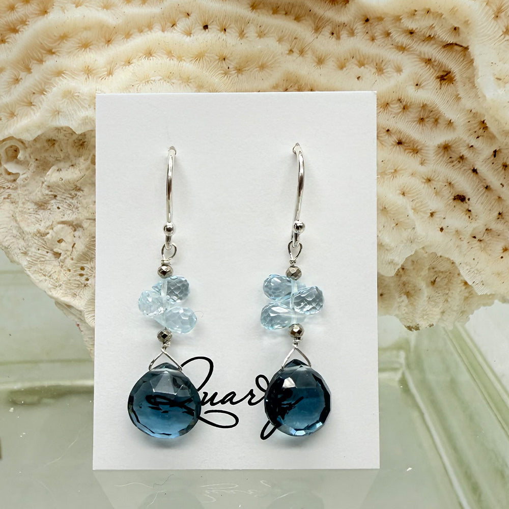 Blue Quartz & Aquamarine Raindrop Earrings