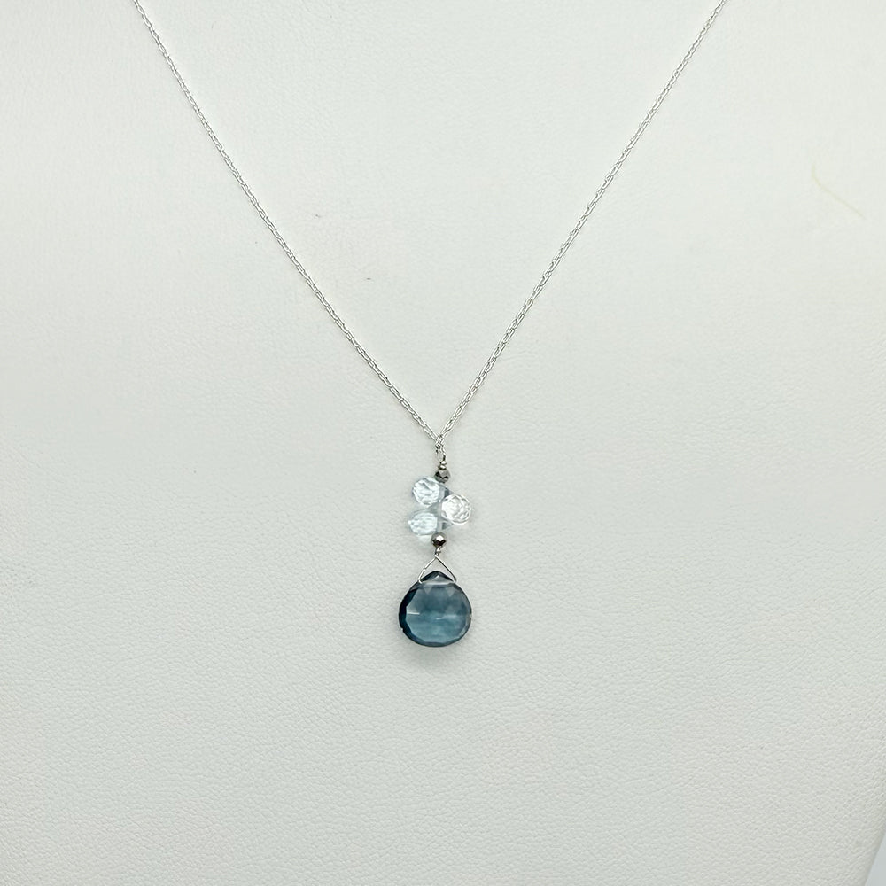 Blue Quartz & Aquamarine Raindrop Necklace