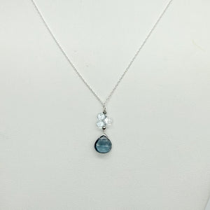 Blue Quartz & Aquamarine Raindrop Necklace