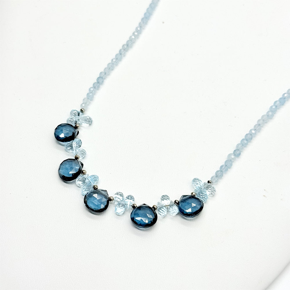 Blue Quartz & Aquamarine Ruffle Necklace