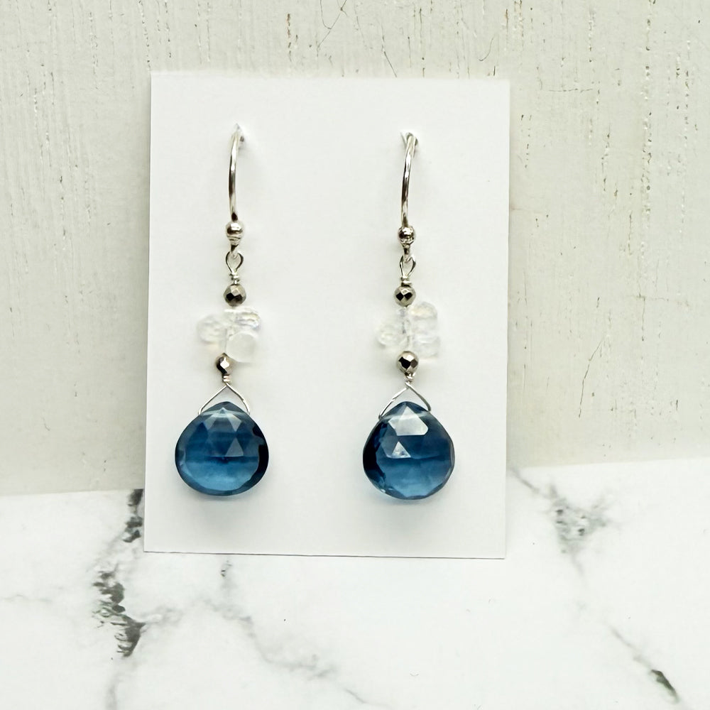 Blue Quartz & Moonstone Raindrop Earrings