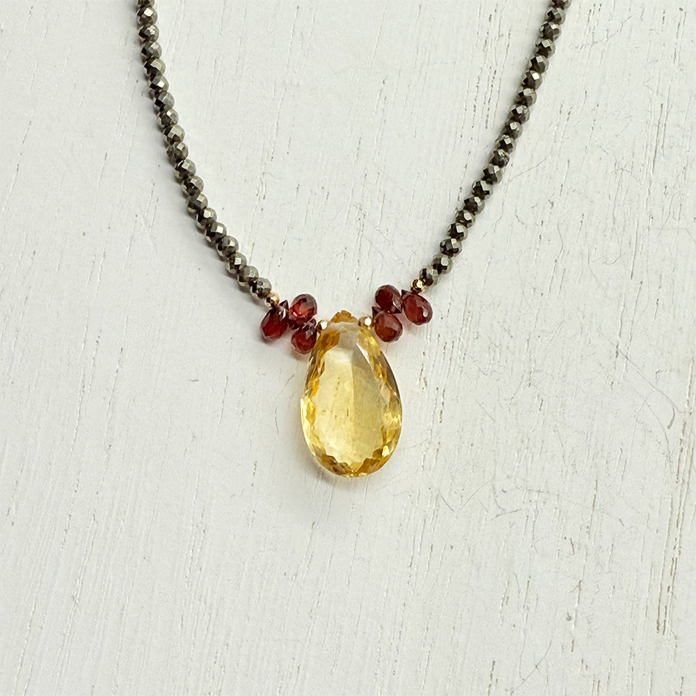 Citrine & Garnet Pendant Necklace