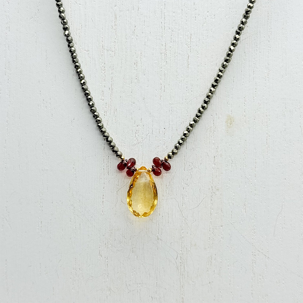 Citrine & Garnet Pendant Necklace