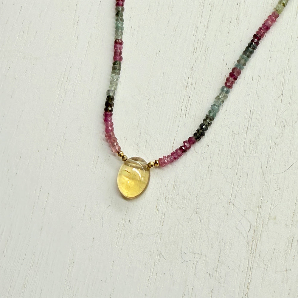 Citrine & Tourmaline Pendant Necklace