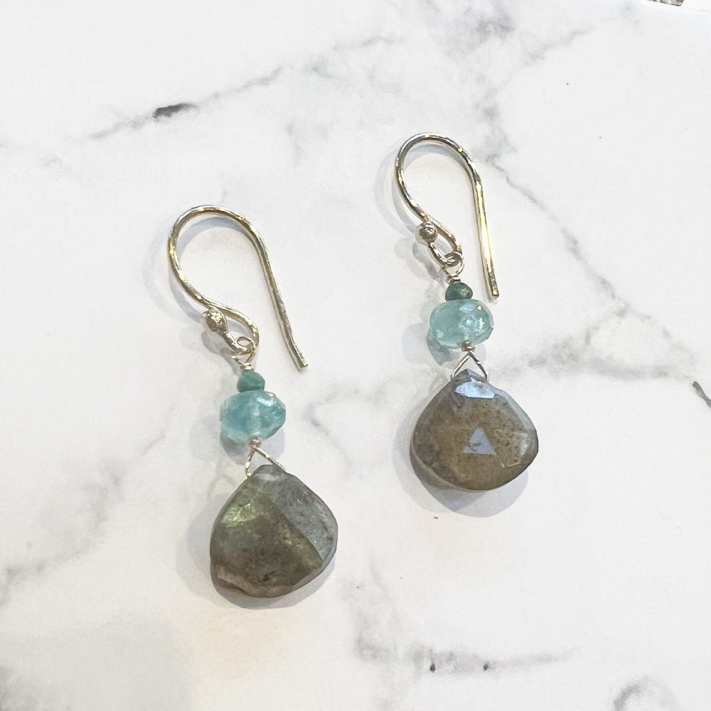 Labradorite & Apatite Raindrop Earrings