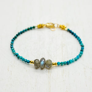 Labradorite & Chrysocolla Trio Luna  Bracelet