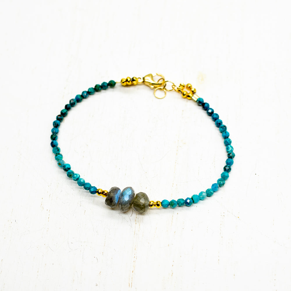 Labradorite & Chrysocolla Trio Luna  Bracelet