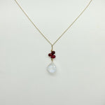 Moonstone & Garnet Raindrop Gold Necklace