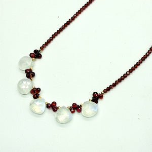 Moonstone & Garnet Quarter Ruffle Necklace