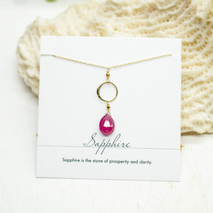 Pink Sapphire Ring Gold Necklace