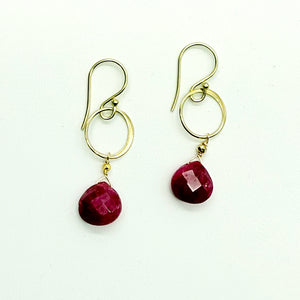 Ruby Ring Gold Earrings