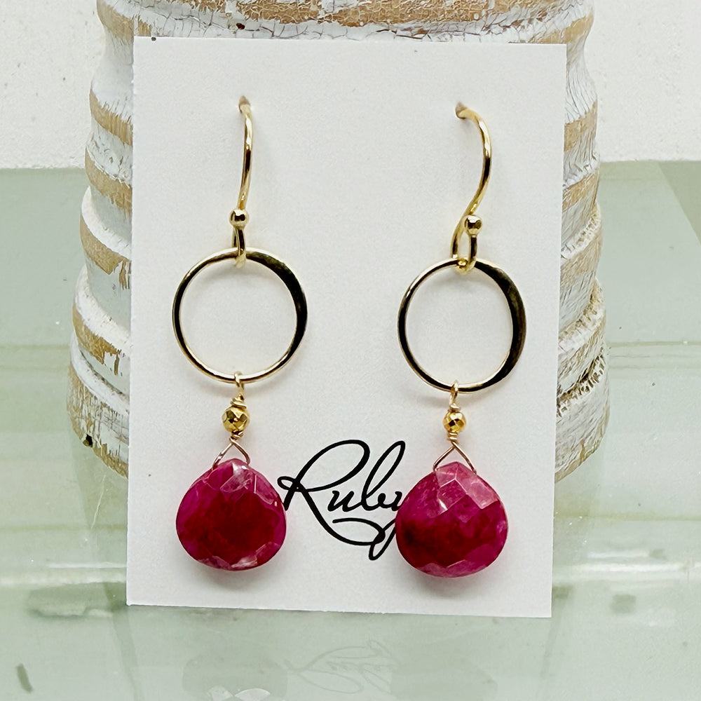 Ruby Ring Gold Earrings