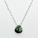 Labradorite & Chalcedony Waterfall Silver Necklace