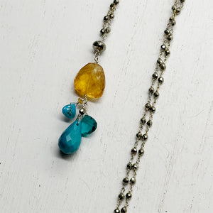 Citrine Nugget & Turquoise Necklace