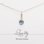 Blue Quartz Raindrop Gold Necklace