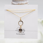 Smoky Quartz Ring Gold Necklace